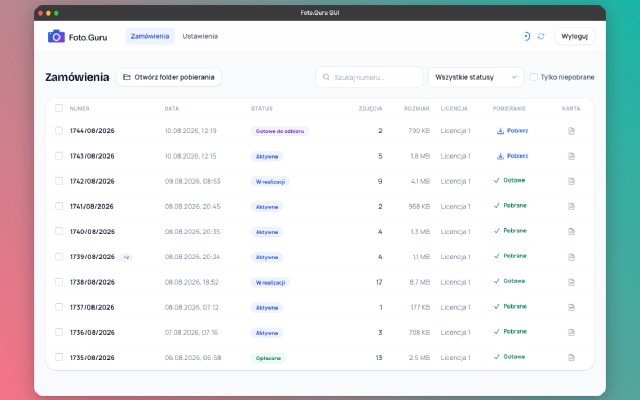 Foto.Guru GUI 3.0 - nowa wersja programu do pobierania zamówień