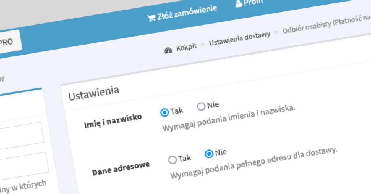 Bardziej precyzyjne Ustawienia dostawy
