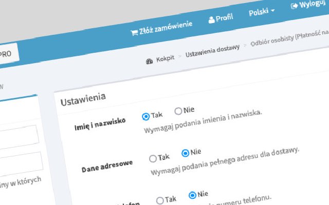 Bardziej precyzyjne Ustawienia dostawy