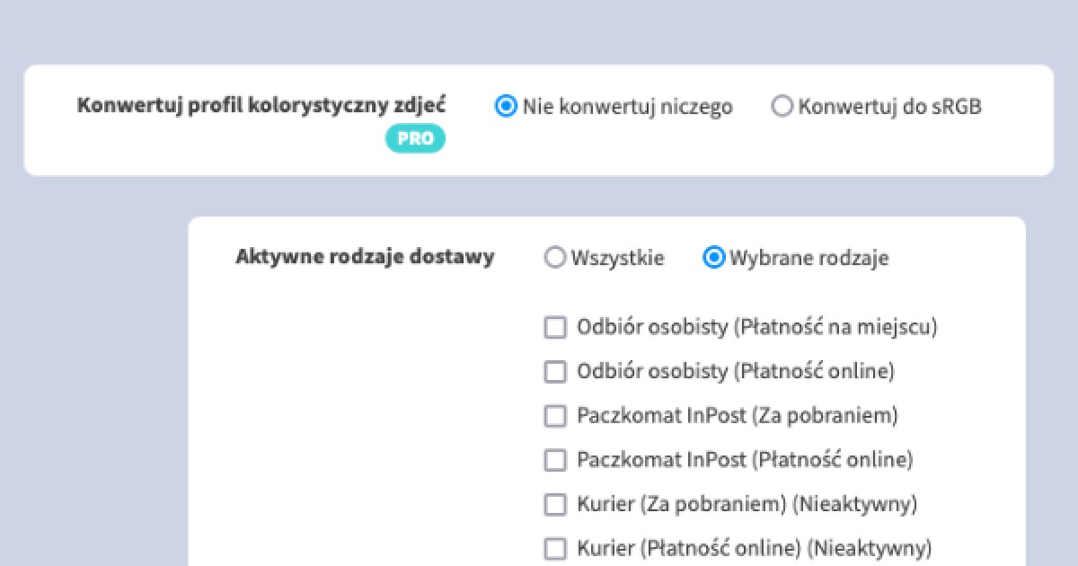 Profil kolorów sRGB i inne nowości