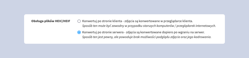 Ustawienia HEIC/HEIF